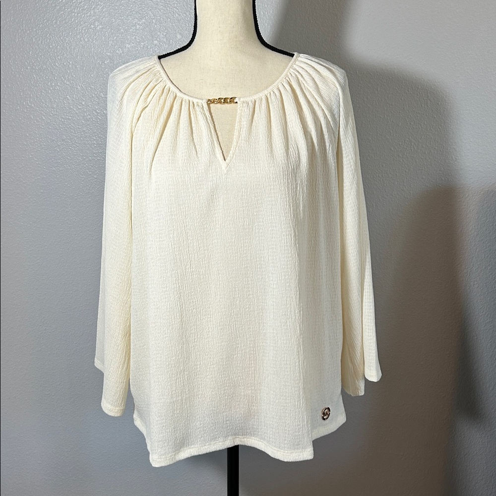 Flawed Michael Kors Cream Top with Gold Chain Detail